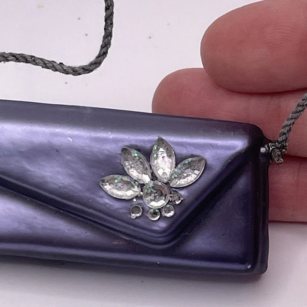 Vintage Dept 56 Rhinestone PURSE Glass Christmas‎ Ornament 3
